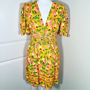 NWT FARM Rio Orange Floral Mini Dress Short Sleeve Size Medium